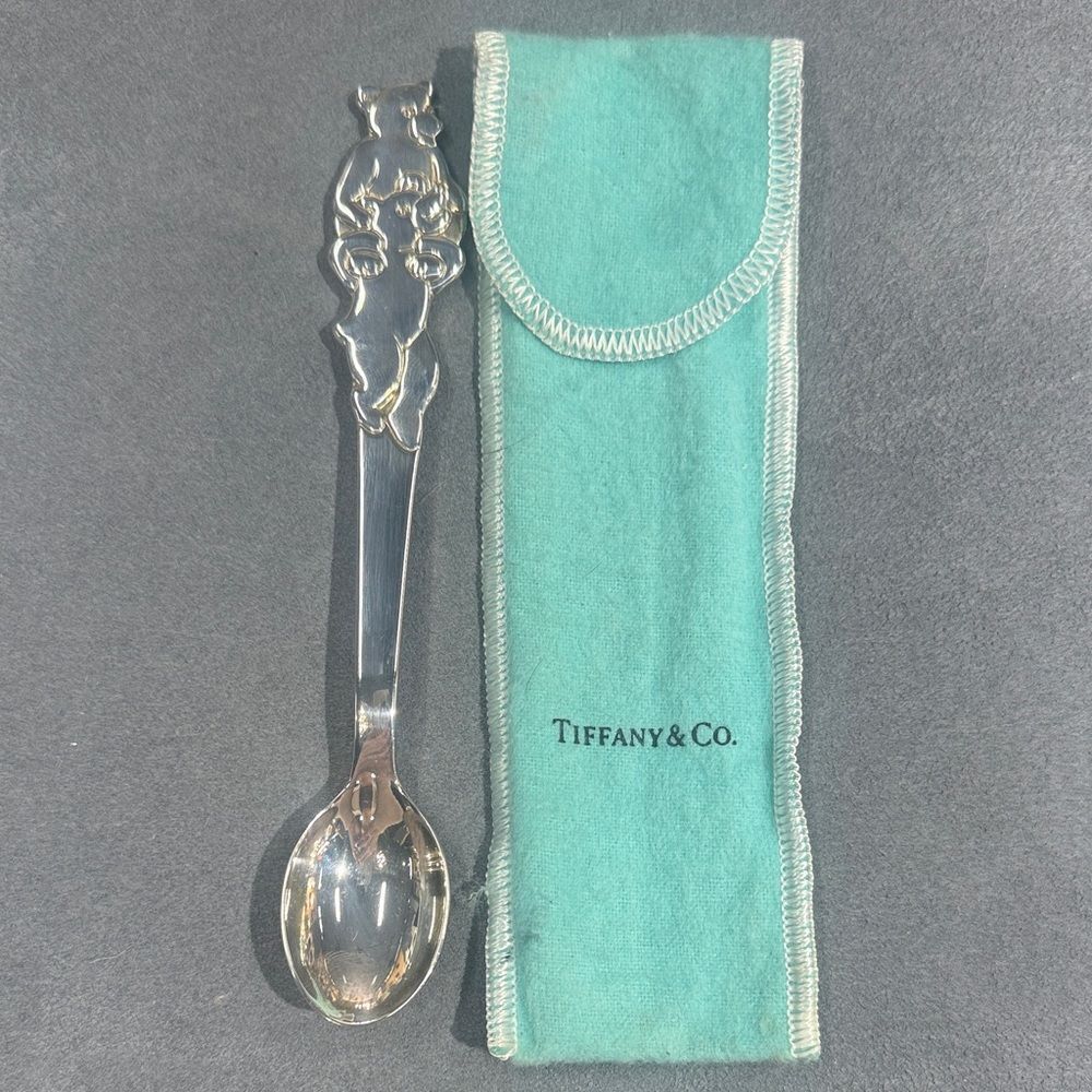 NEW Authentic TIFFANY & CO. 925 Sterling Silver Two Bears Baby Feeding Spoon